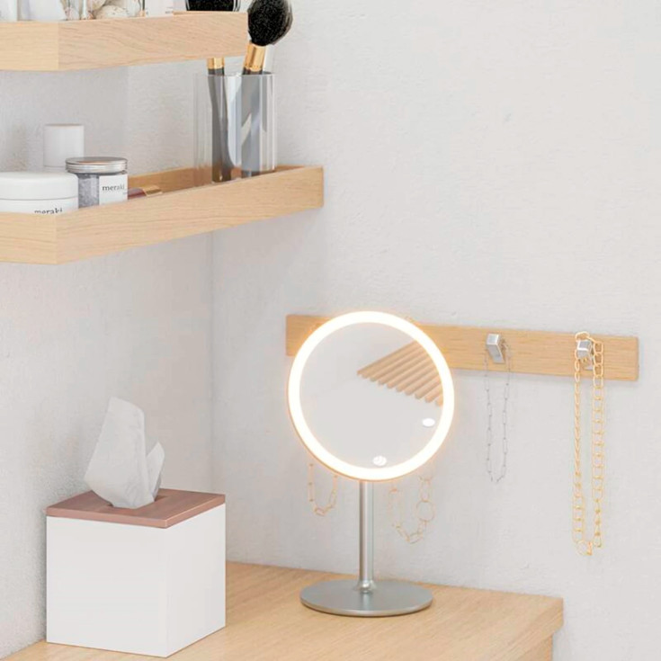 Dansani Handy makeup spejl med lys, Ø18 cm, krom