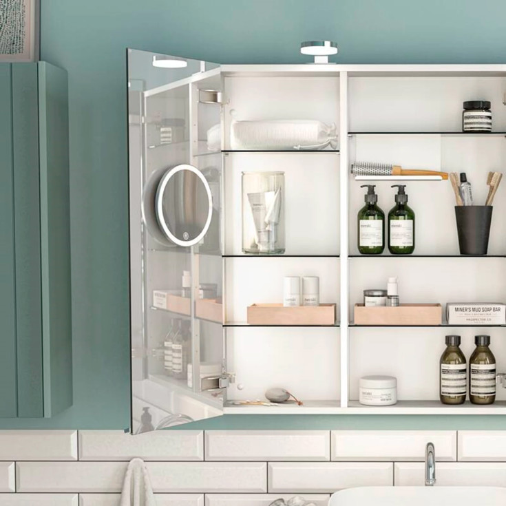 Dansani Handy sminkspegel med belysning, Ø18cm, krom