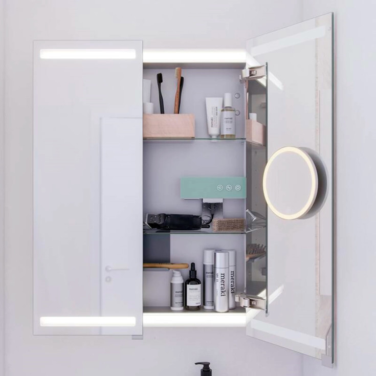 Dansani Handy sminkspegel med belysning, Ø18cm, krom