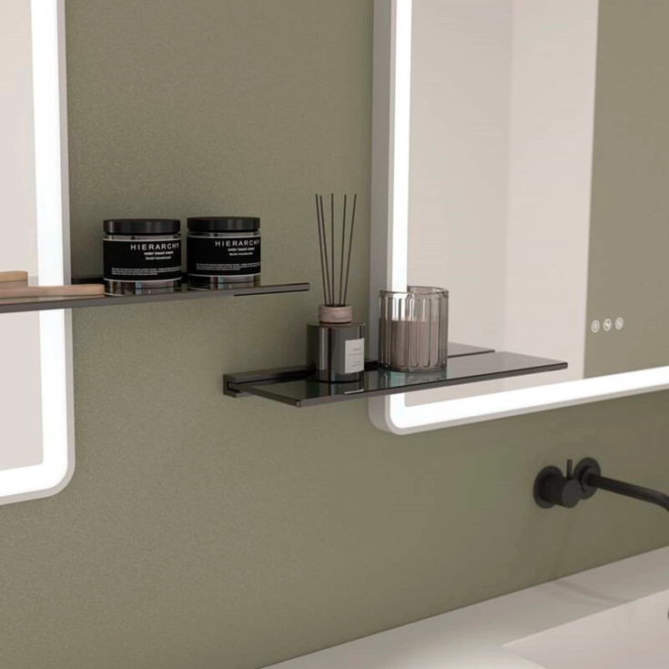 Dansani Reach glashylla, 40x13,7 cm, svart/tonat glas