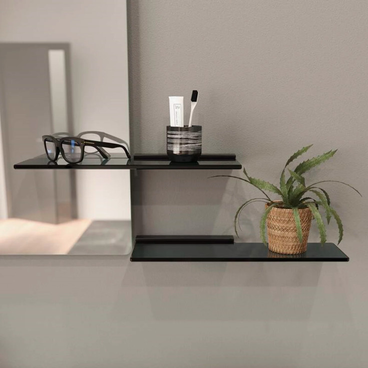 Dansani Reach glashylla, 40x13,7 cm, svart/tonat glas