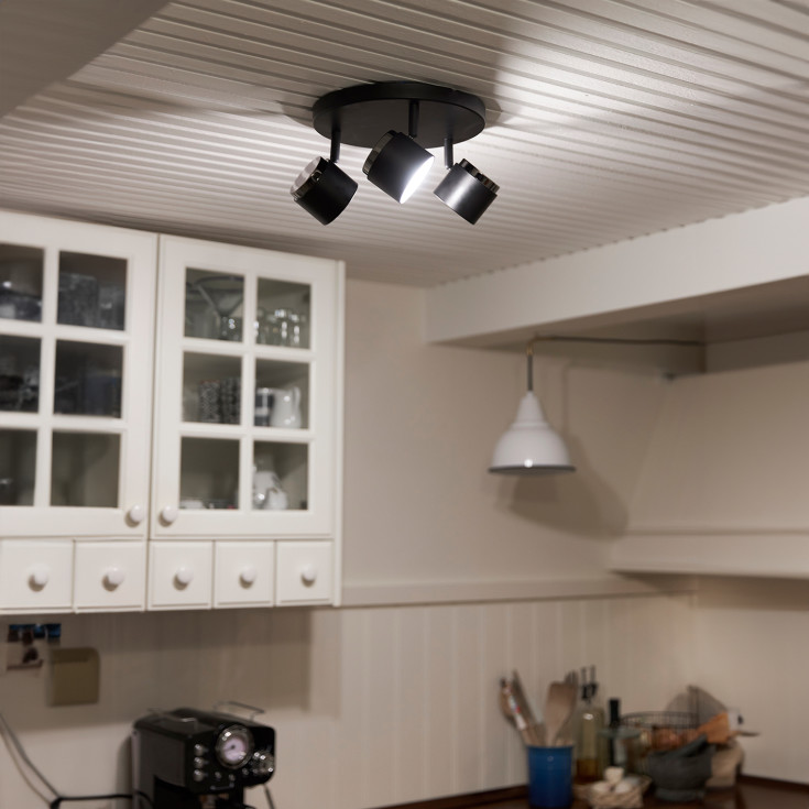 Nielsen Light Teater taklampa, 3 spottar, rund, svart