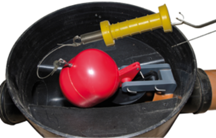 Napan højvandslukke Ø 100mm til beton, ler og støbejern, gråt spildevand