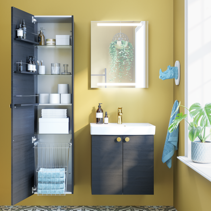 Dansani Mido+ høyskap, 40x175 cm, venstre, sort struktur