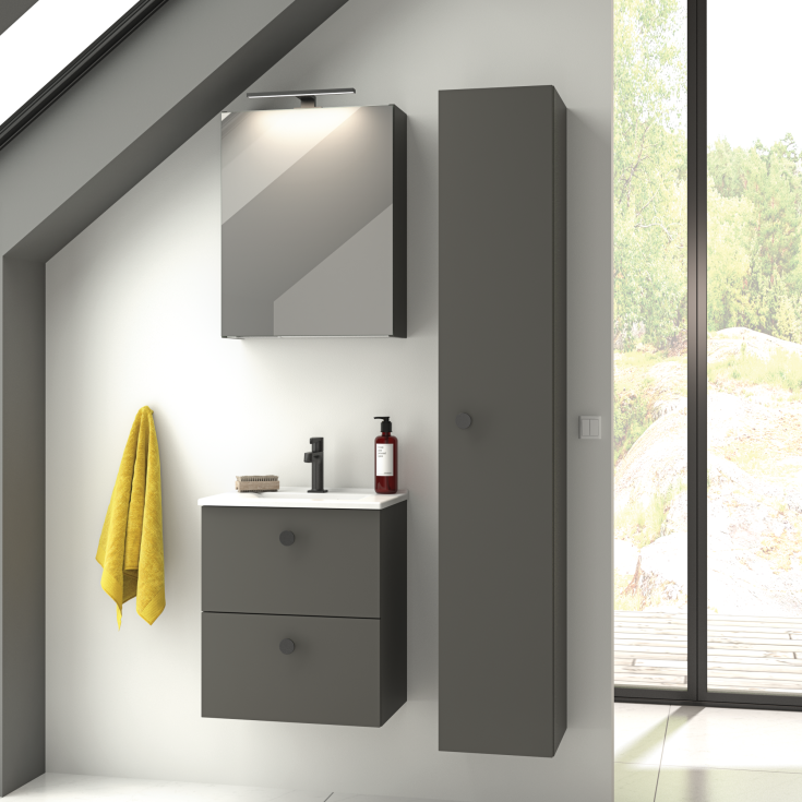 Dansani Mido+ Select spejlskab, 50x64 cm, mat grå