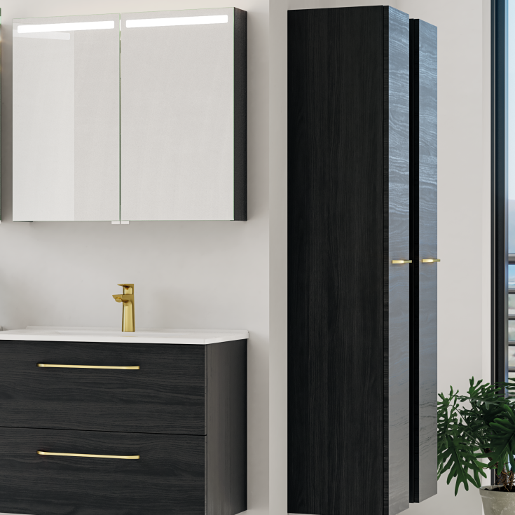 Dansani Mido+ Top spejlskab med lys, 80x70 cm, sort