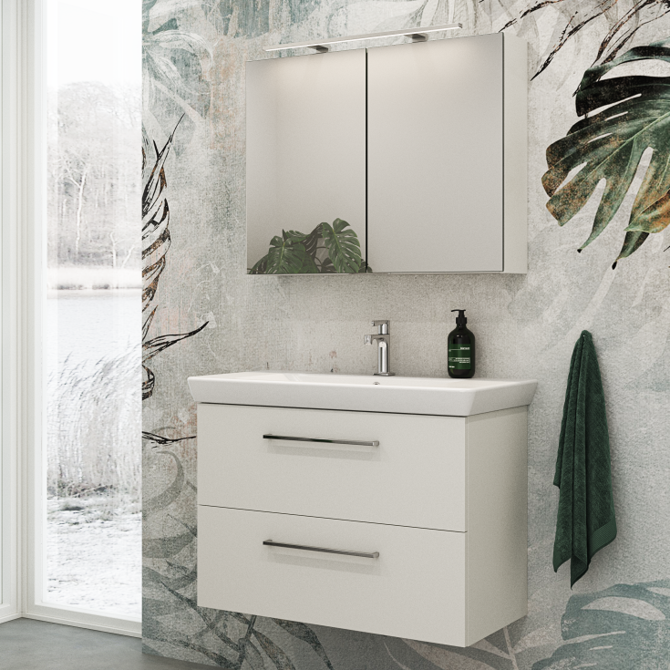 Dansani Mido+ Select spejlskab, 80x64 cm, mat hvid