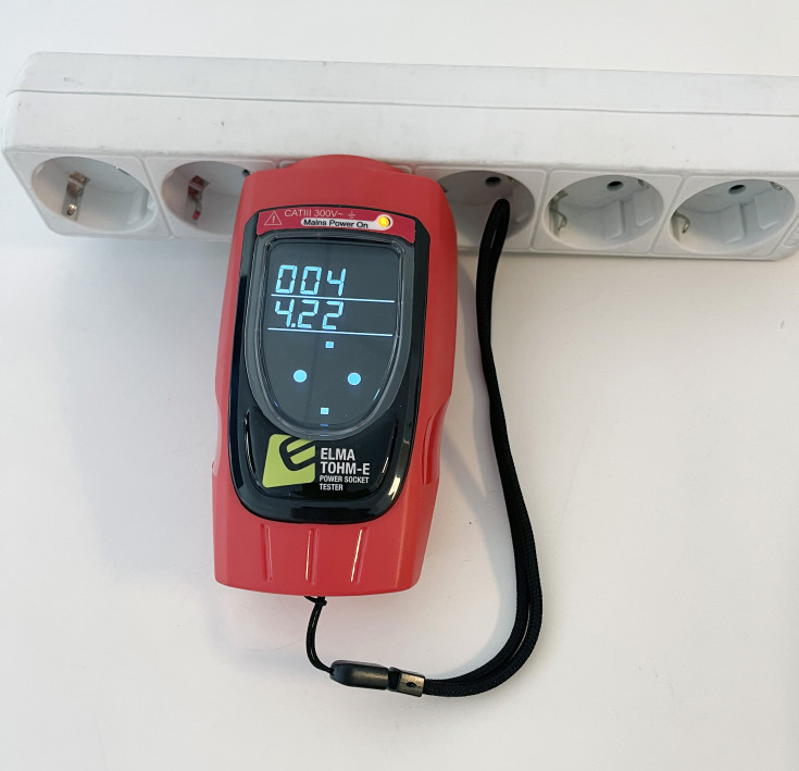 Stikkontakt tester Elma TOHM-E Schuko plugg m/jordmotstand