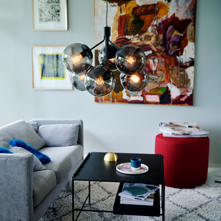 Nordlux Ivona pendellampe, sort, 6 lamper