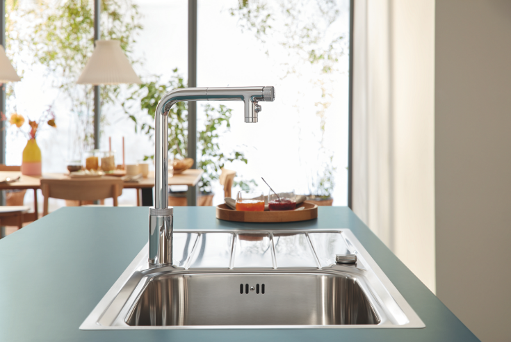 Grohe K500 diskbänk, 100x50 cm, rostfritt stål