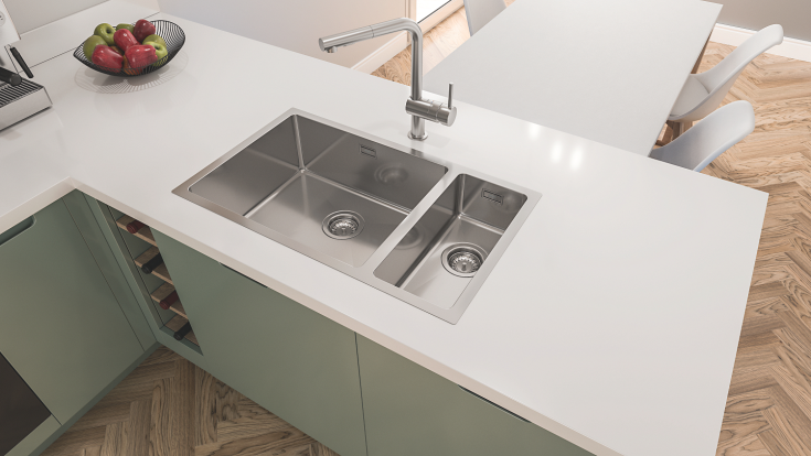 Grohe K500 diskbänk, 86x50 cm, rostfritt stål