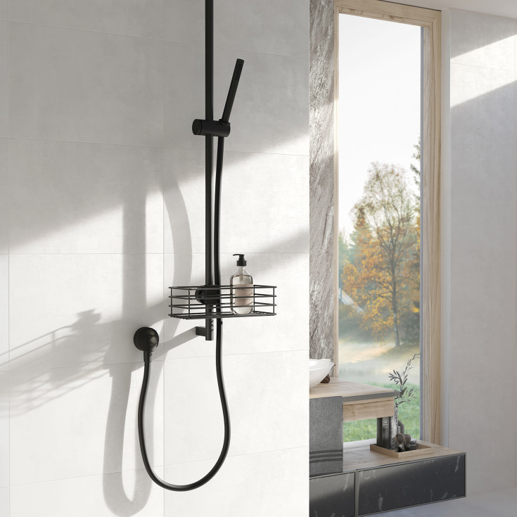 Beslagsboden brusehylde, sort