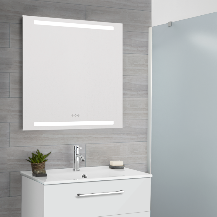 Dansani Level spejl med lys, dæmpbar, 80x80 cm