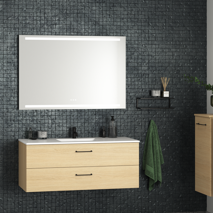 Dansani Level spejl med lys, dæmpbar, 120x80 cm