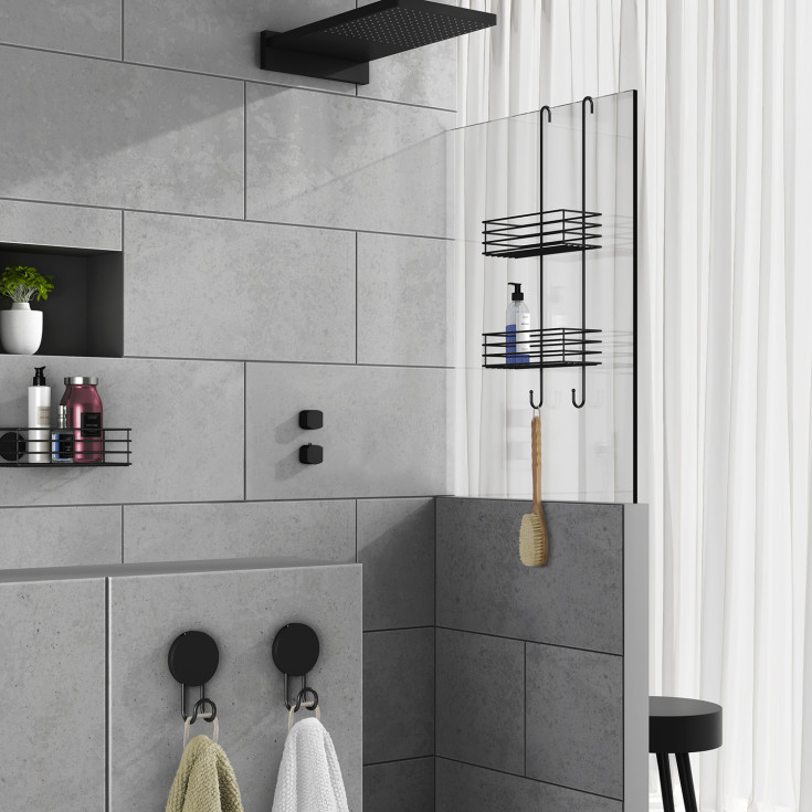 Beslagsboden duschhylla, svart