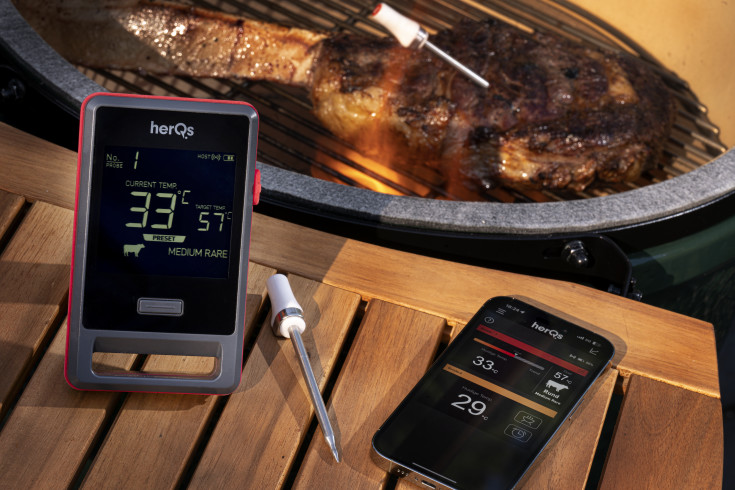 HerQs Pin Pro, 2 x steketermometer med trådløs skjerm, app styring