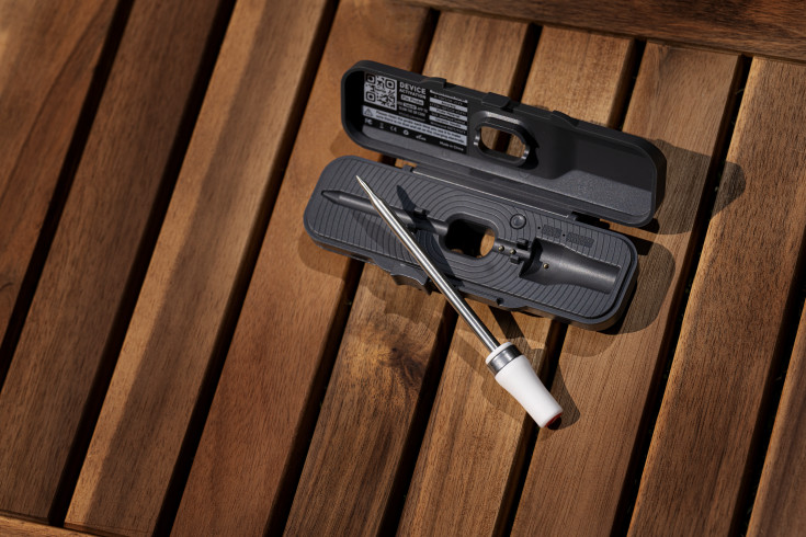 HerQs Pin Probe, trådlös rostningstermometer, app styrning