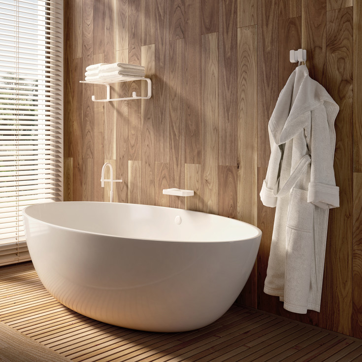 Hefe Outline duschhylla, matt vit