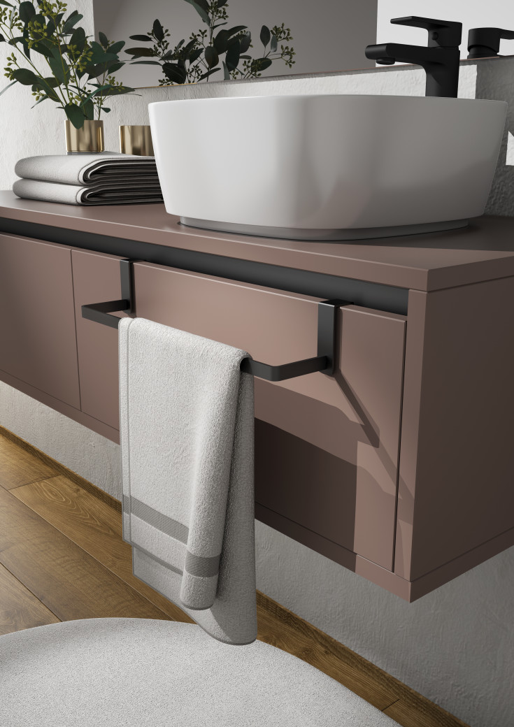 Hefe håndklestang, 30 cm, matt sort