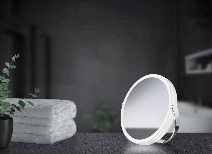 Smedbo Outline makeup spejl med lys, Ø18 cm, krom