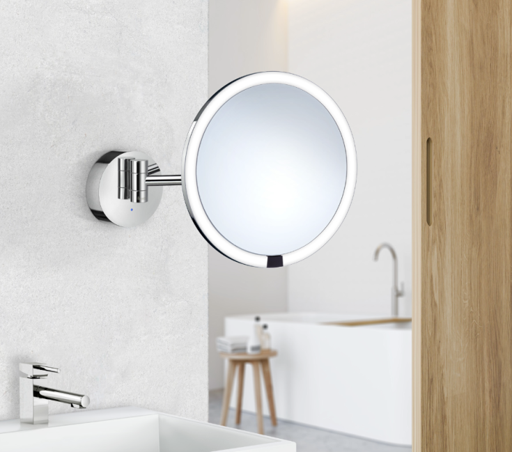 Smedbo Outline sminkspegel med belysning, Ø21,5 cm, krom