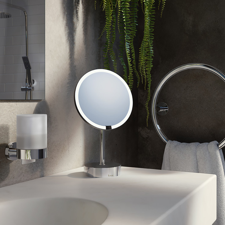 Smedbo Outline sminkspegel med belysning, Ø21,5 cm, krom