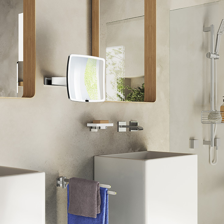 Smedbo Outline sminkspegel med belysning, 20x20 cm, krom