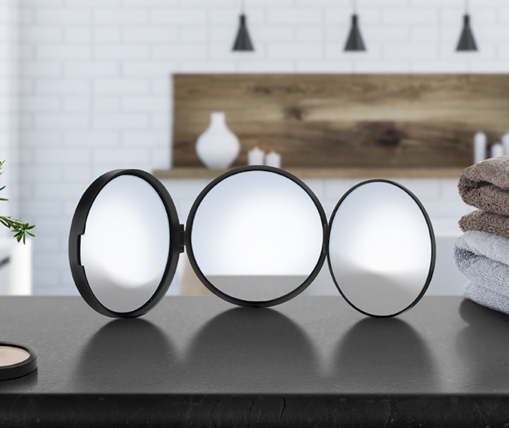 Smedbo Outline Lite resespegel, 3i1, Ø10 cm, matt svart