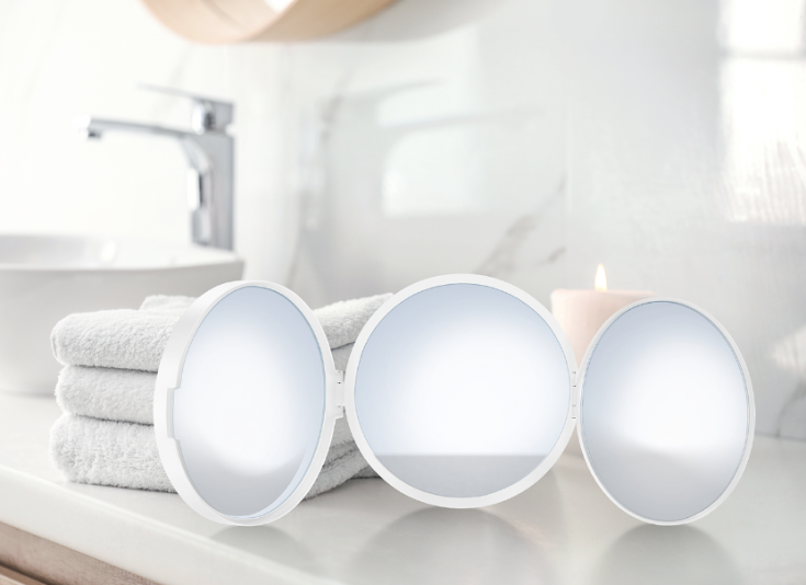 Smedbo Outline Lite resespegel, 3i1, Ø10 cm, matt vit