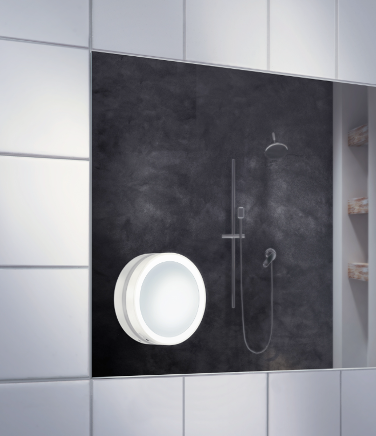 Smedbo Outline Lite kosmetikkspeil med lys, Ø13 cm, hvit