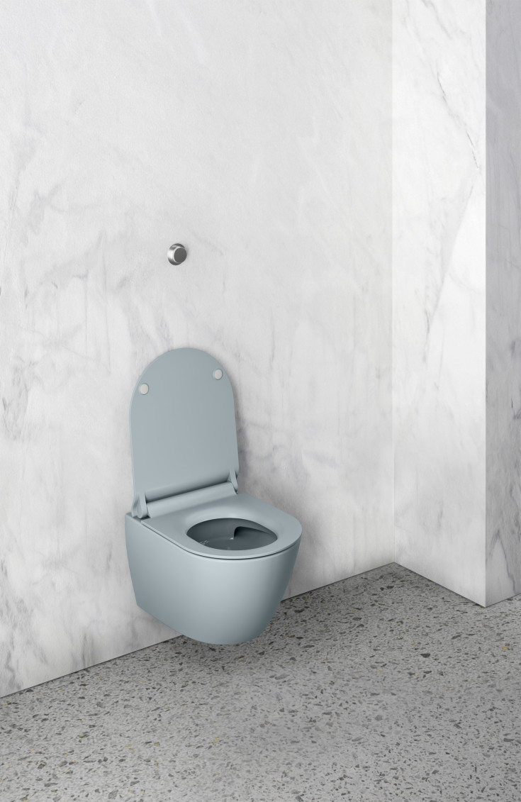 GSI Pura væghængt toilet, uden skyllekant, rengøringsvenlig, mat lysgrøn