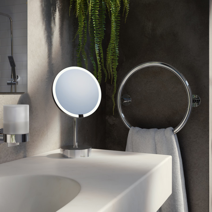 Smedbo Dry FK718 håndklædetørrer, el, Ø50 cm, poleret rustfrit stål