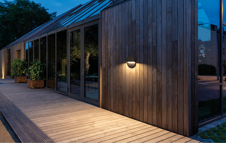 SG Arlon Round udendørs væglampe, 2700K, sort