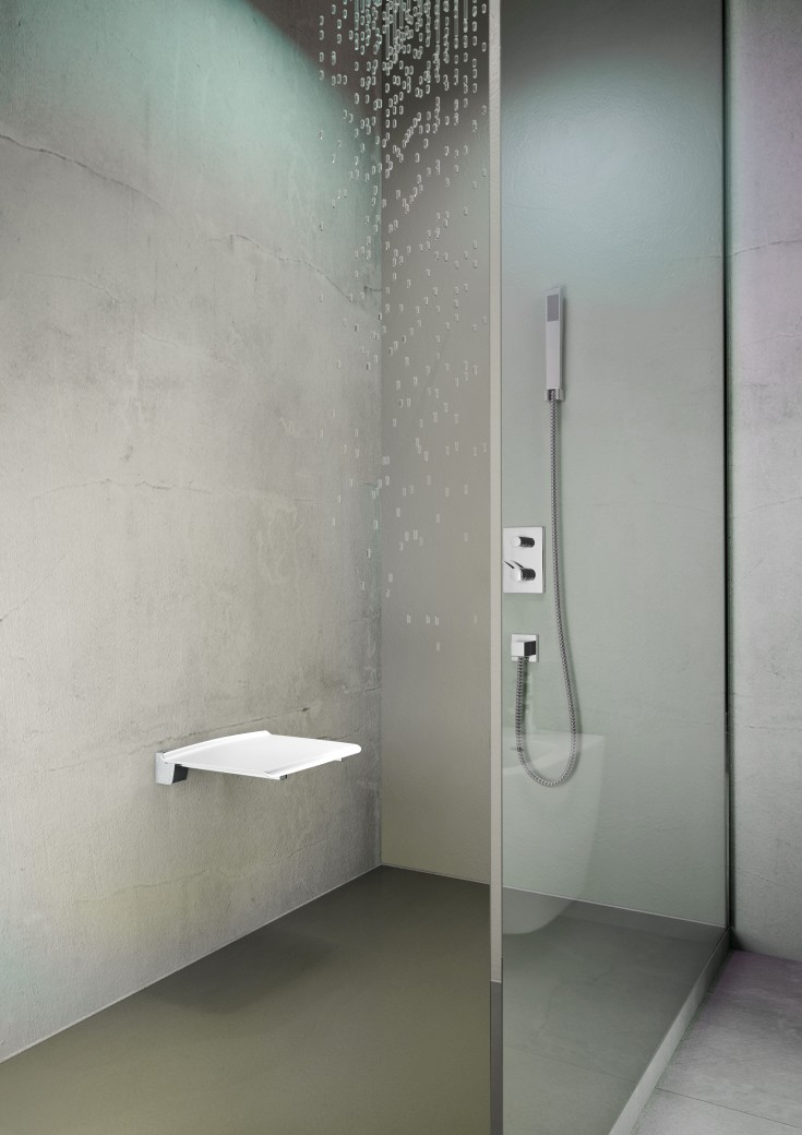 Hefe Tip Up klapsæde, hvid