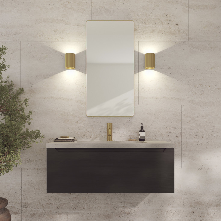 Loevschall Refine Square speil, 45x90 cm, børstet messing