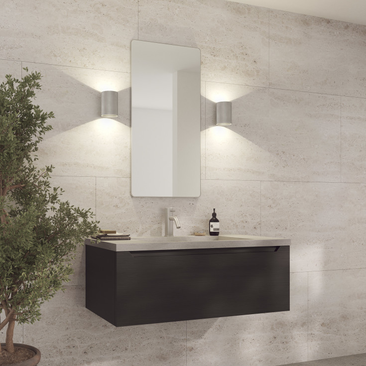 Loevschall Refine Square speil, 45x90 cm, børstet aluminium