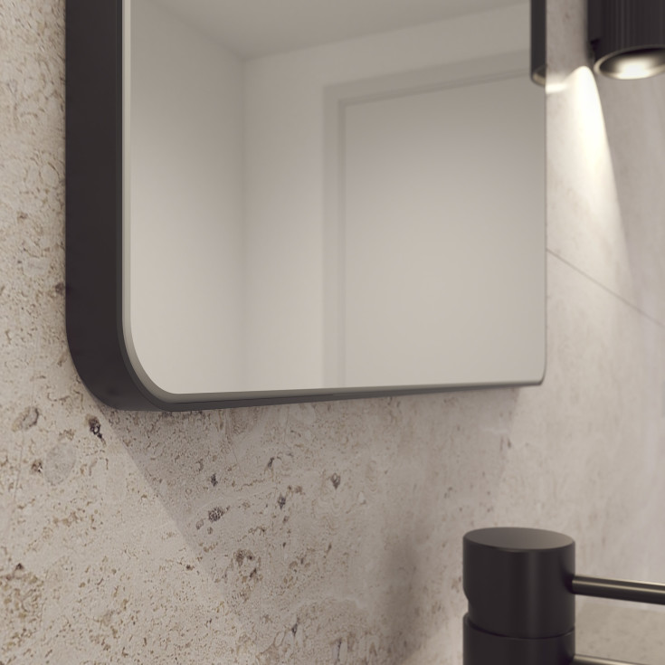 Loevschall Refine Square spejl, 45x90 cm, sort
