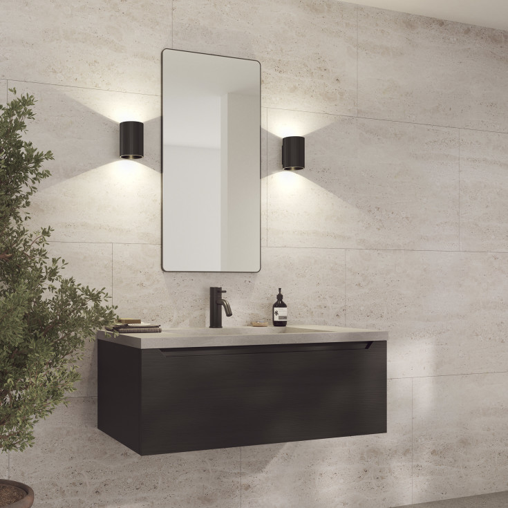 Loevschall Refine Square speil, 45x90 cm, sort