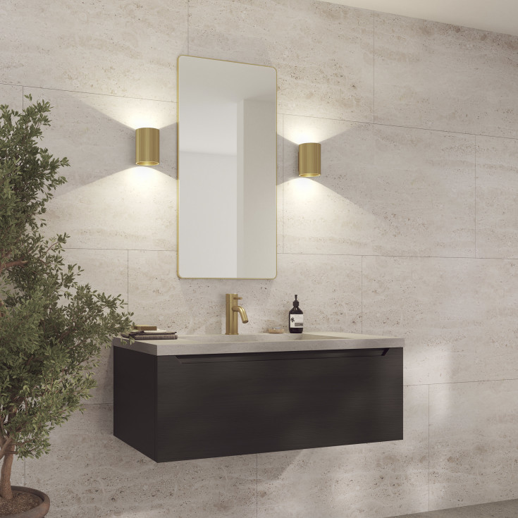 Loevschall Refine Square speil, 45x90 cm, børstet messing