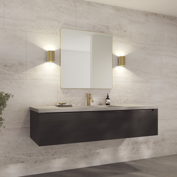 Loevschall Refine Square spegel, 80x80 cm, borstad mässing