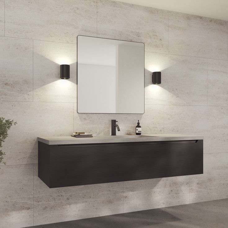 Loevschall Refine Square spegel, 80x80 cm, svart