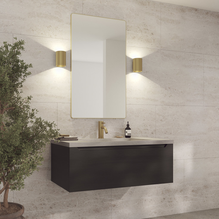 Loevschall Refine Square spegel, 60x100 cm, borstad mässing