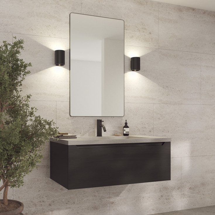 Loevschall Refine Square spejl, 60x100 cm, sort