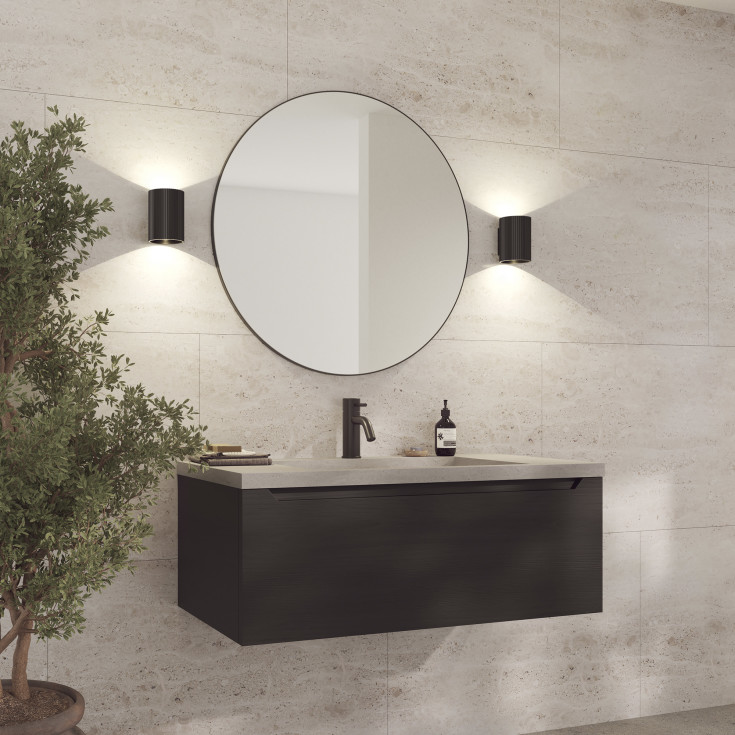 Loevschall Refine Rund spegel, Ø80 cm, svart