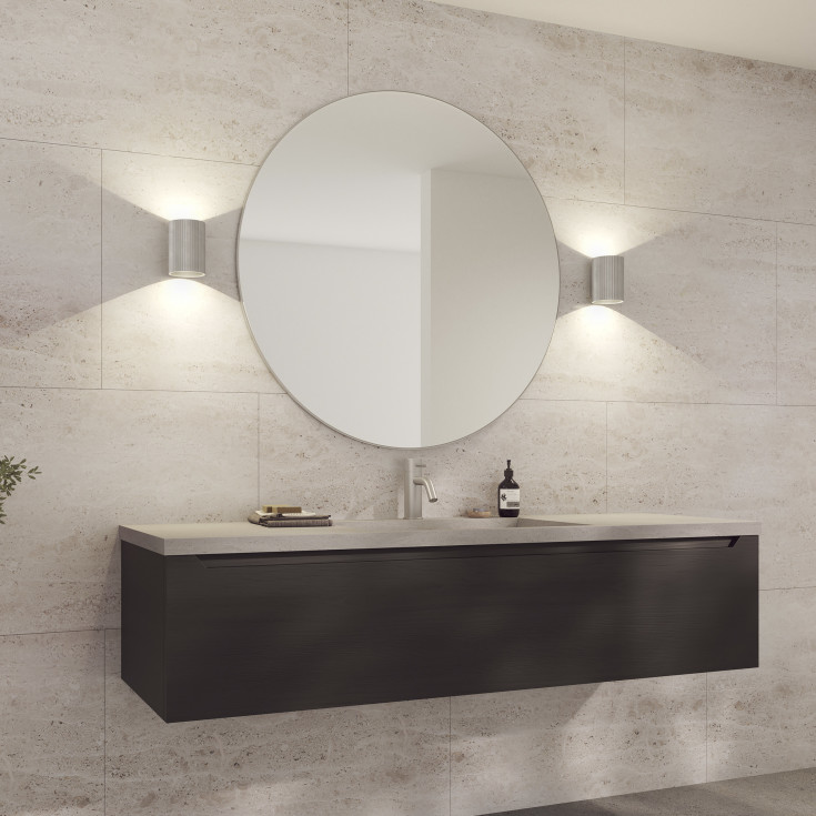 Loevschall Refine Round speil, Ø100 cm, børstet aluminium