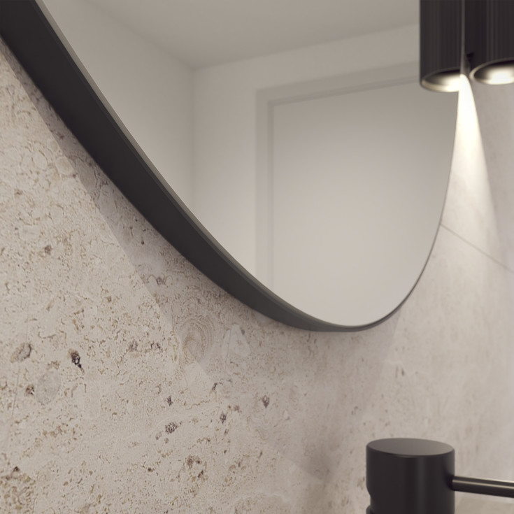 Loevschall Refine Rund spegel, Ø100 cm, svart