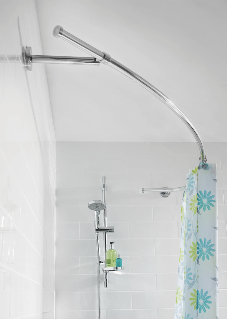 Hefe duschdraperistång, 200 cm, aluminium