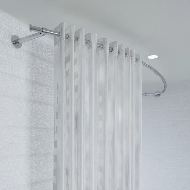 Hefe badeforhængsstang, 200 cm, aluminium