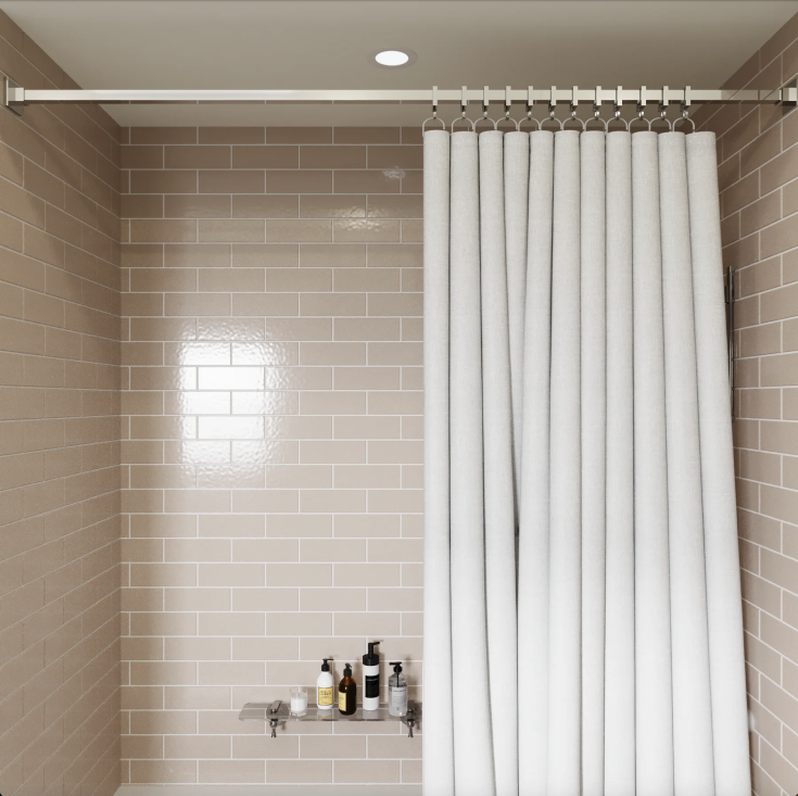 Hefe firkantet badeforhængsstang, 250 cm, aluminium