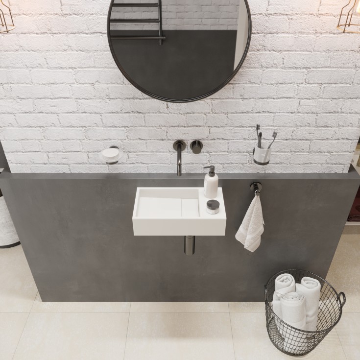 Ideavit SolidCube-40 håndvask, 40x22 cm, mat hvid